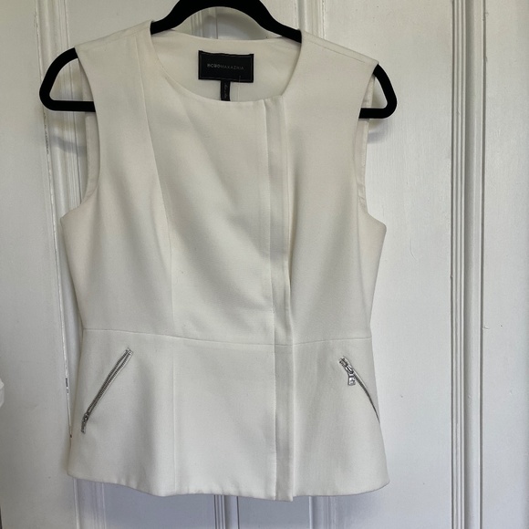 XSOLDXIvory  BCBGMAXARIA Peplum Top M - Picture 1 of 9